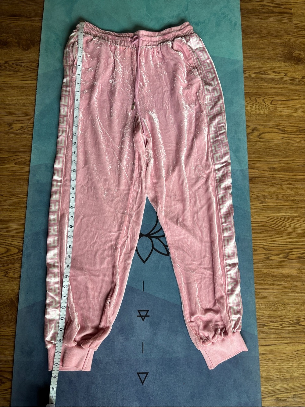 Pink silk velvet Jogger Pants - Drawstring with pockets - M